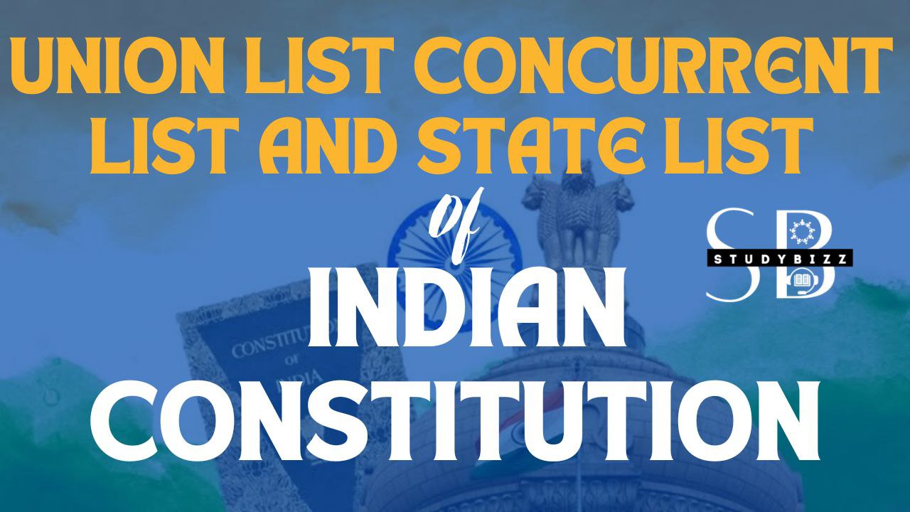 Union List Concurrent List and State List of Indian Constitution