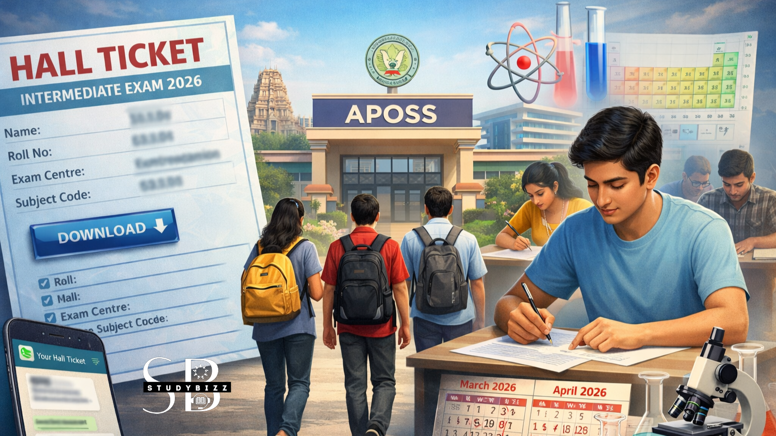 APOSS Inter 2026 Hall Tickets Released & Complete March Exam Time Table