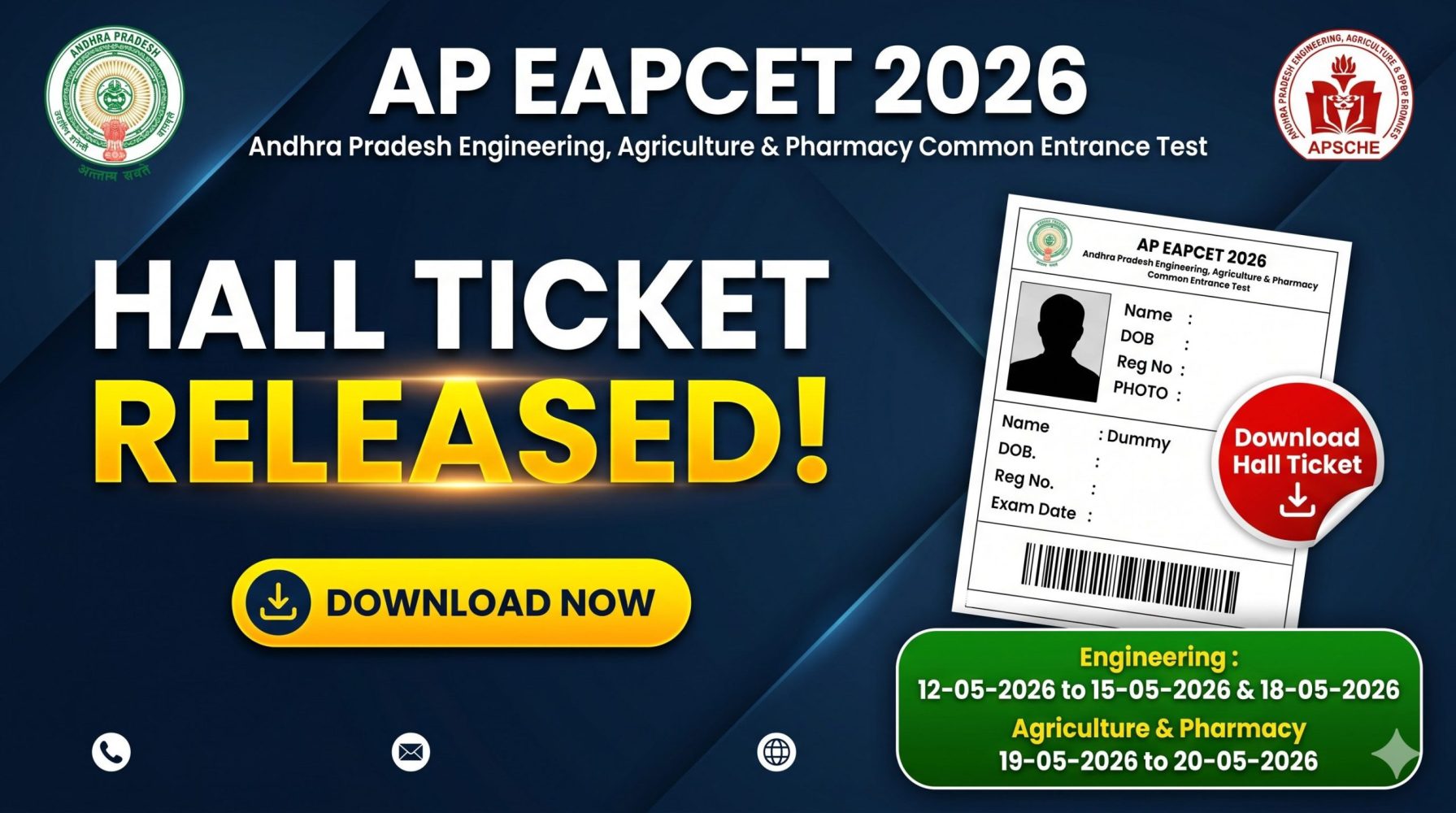 AP EAPCET 2026 Hall Ticket Download (Released) – Direct Link, Exam Dates, Instructions