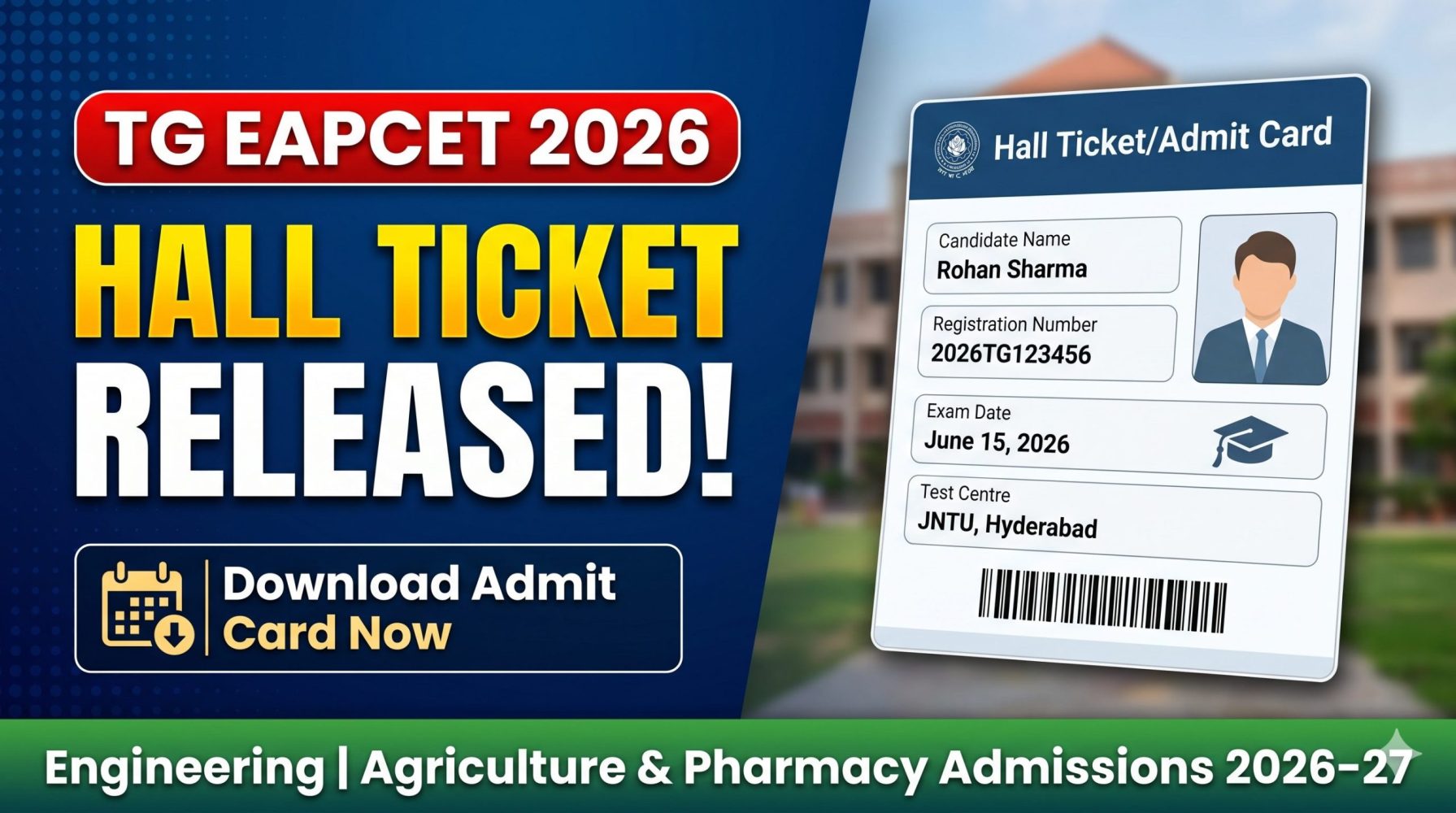 TG EAPCET 2026 Hall Ticket Released – Download Admit Card, Exam Dates, Direct Link