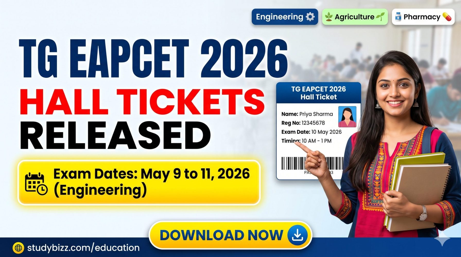 TG EAPCET 2026 Hall Tickets Released – Download Link, Exam Dates, Timings & Complete Guide