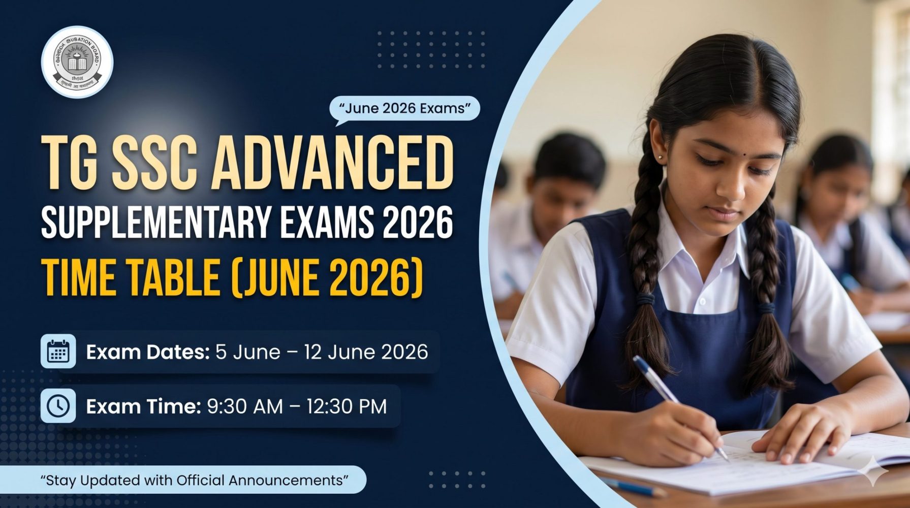 TG SSC Advanced Supplementary Exams 2026 Time Table (June) – Complete Schedule, Dates & Details