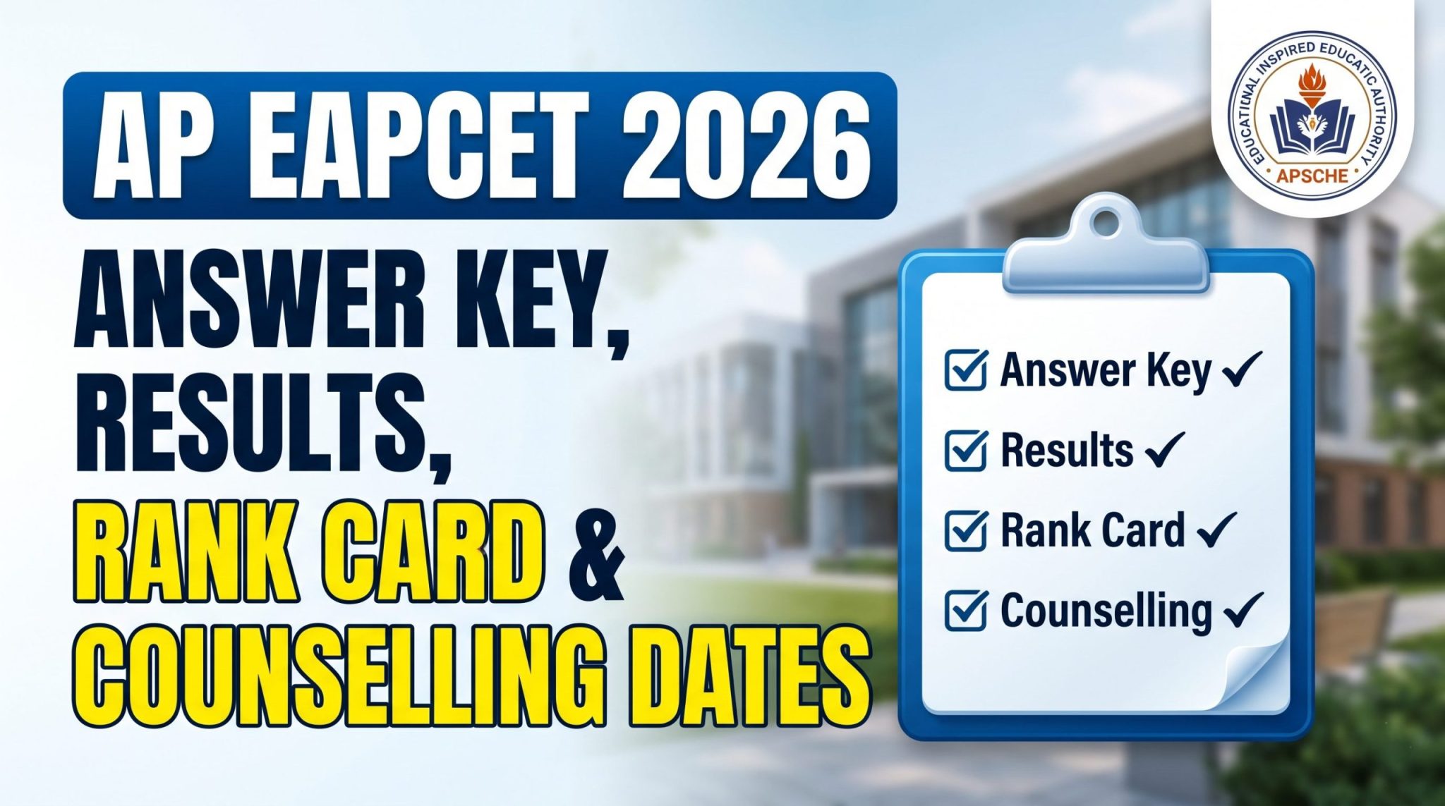 Answer Rank AP EAPCET 2026 Answer Key, Results, Rank Card & Counselling Dates ...