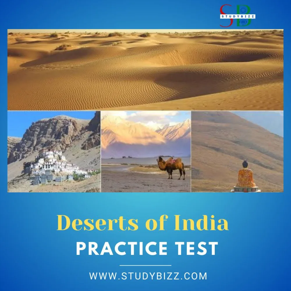 Indian Geography – Deserts of India Practice Test 1 by studybizz
