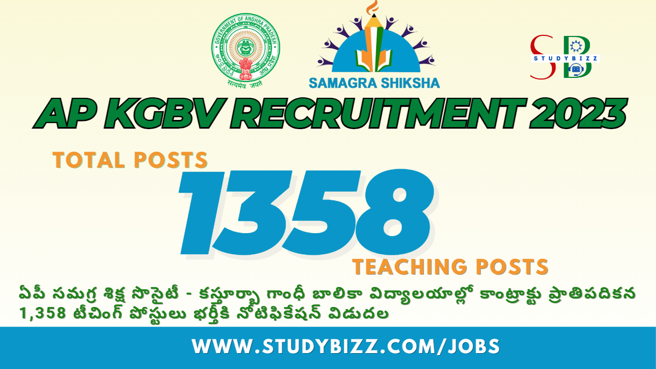 AP KGBV Recruitment 2023 for 1,358 Principal, Post Graduate Teacher and other Posts