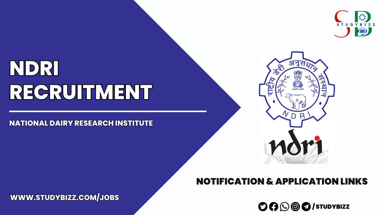 NDRI Recruitment 2023 for 17 Young Professional-II, Senior Research Fellow and other Posts