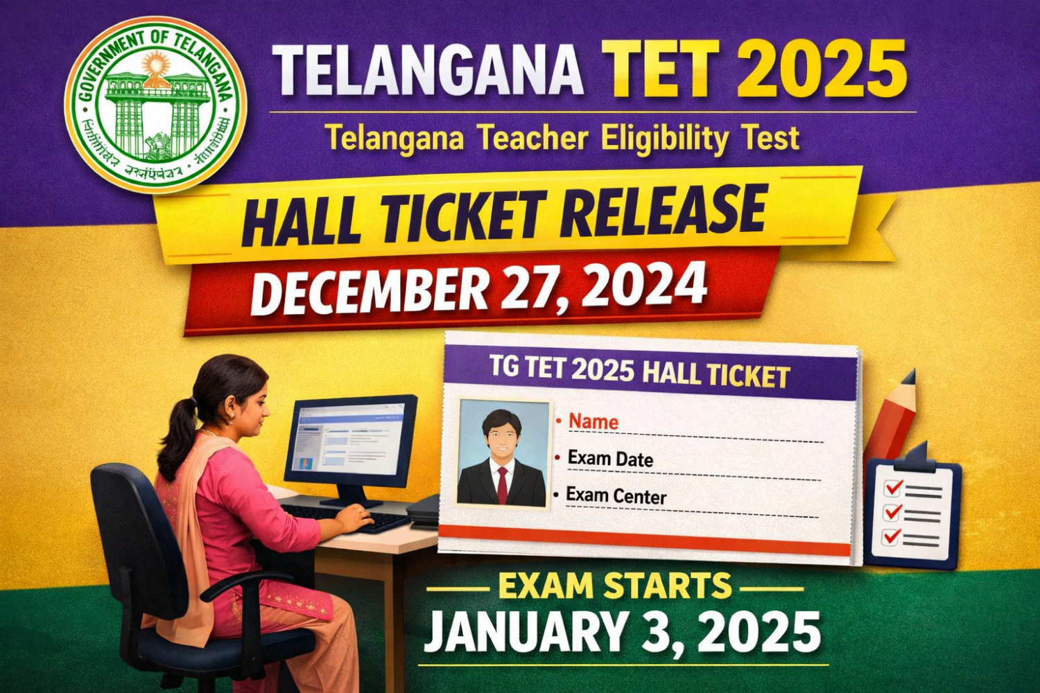TG TET Hall Ticket 2025 Released, Download Link, Exam Date & Instructions