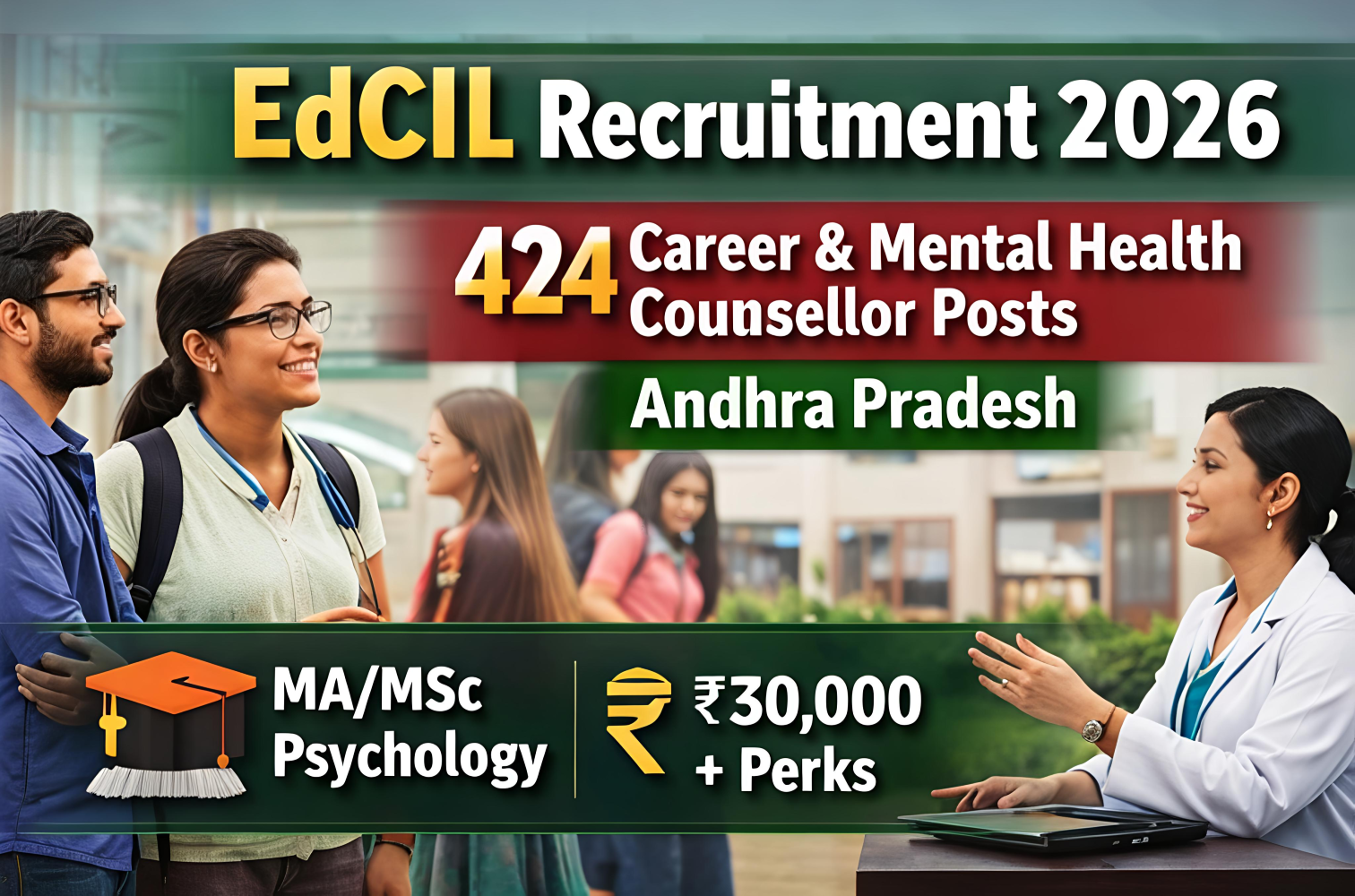 EdCIL Recruitment 2026 – 424 District Career & Mental Health Counsellor Posts in Andhra Pradesh