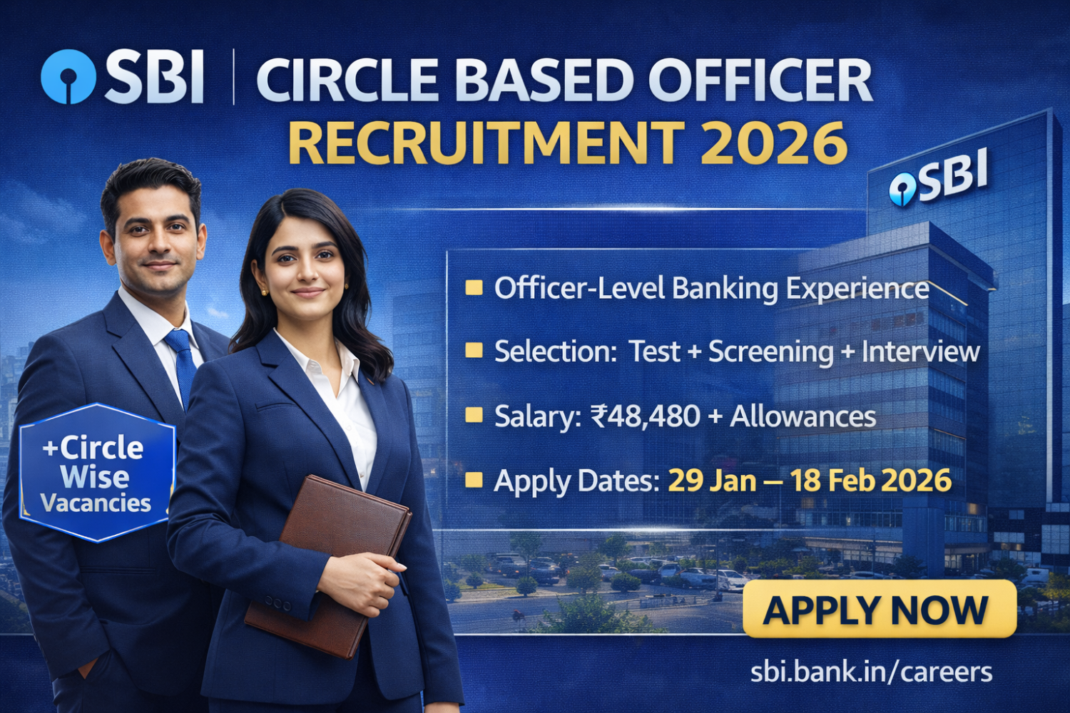 SBI CBO Recruitment 2026 – Circle Based Officer Notification, Eligibility, Exam Pattern & Apply Online