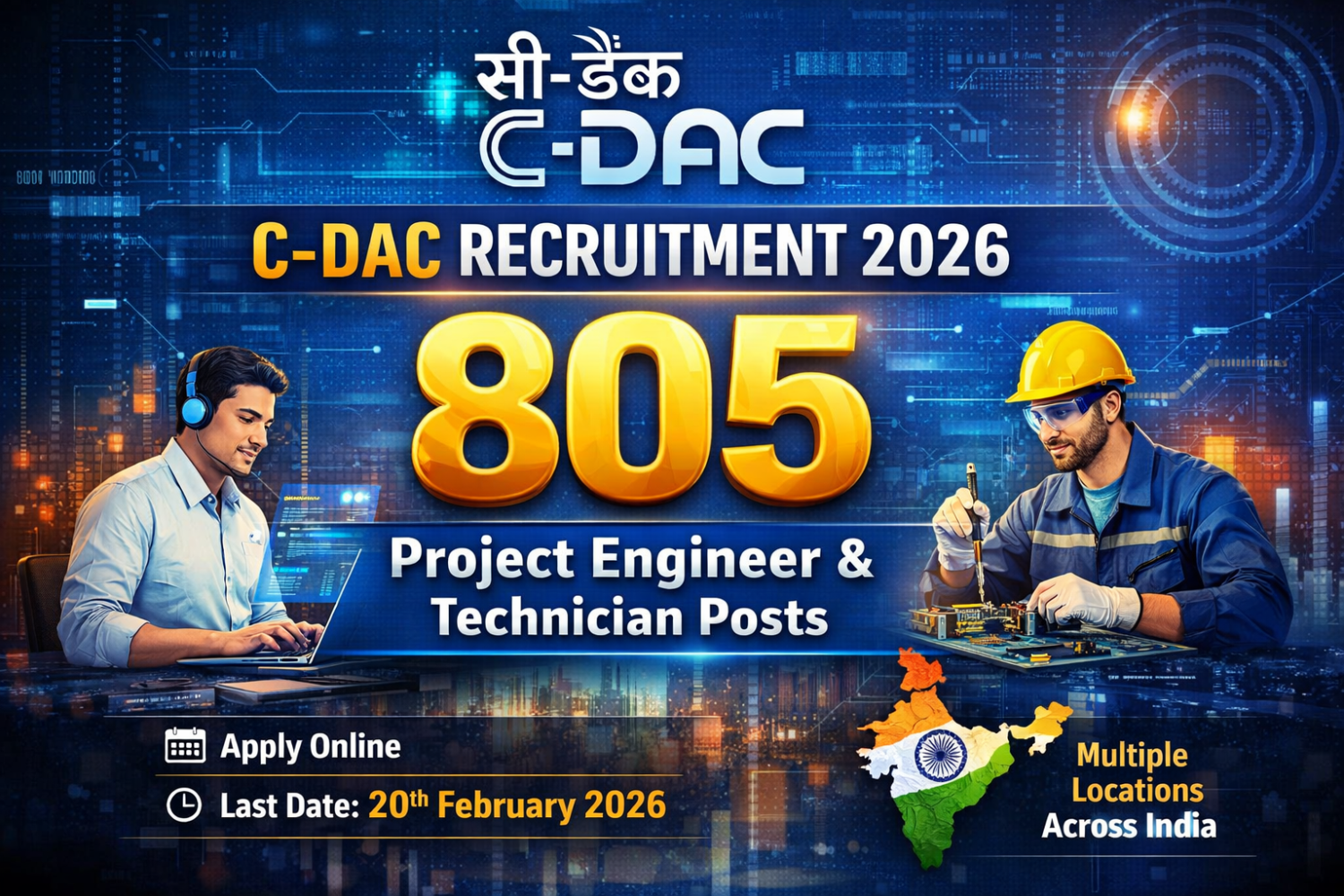 C-DAC Recruitment 2026: Apply Online for 805 Project Engineer & Technician Vacancies