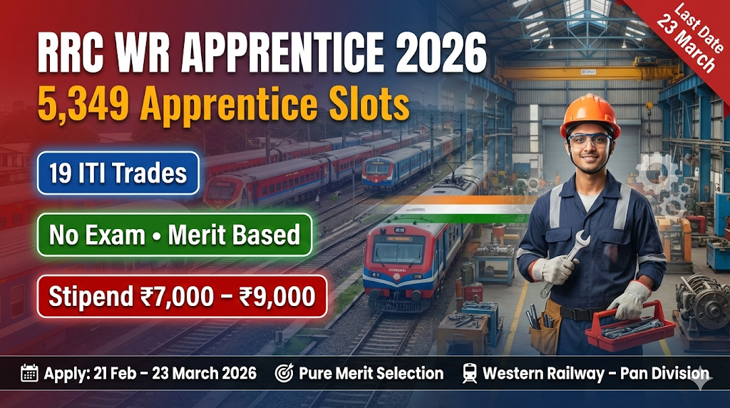 RRC WR Apprentice Recruitment 2026: Apply Online for 5,349 Apprentice Slots in Western Railway
