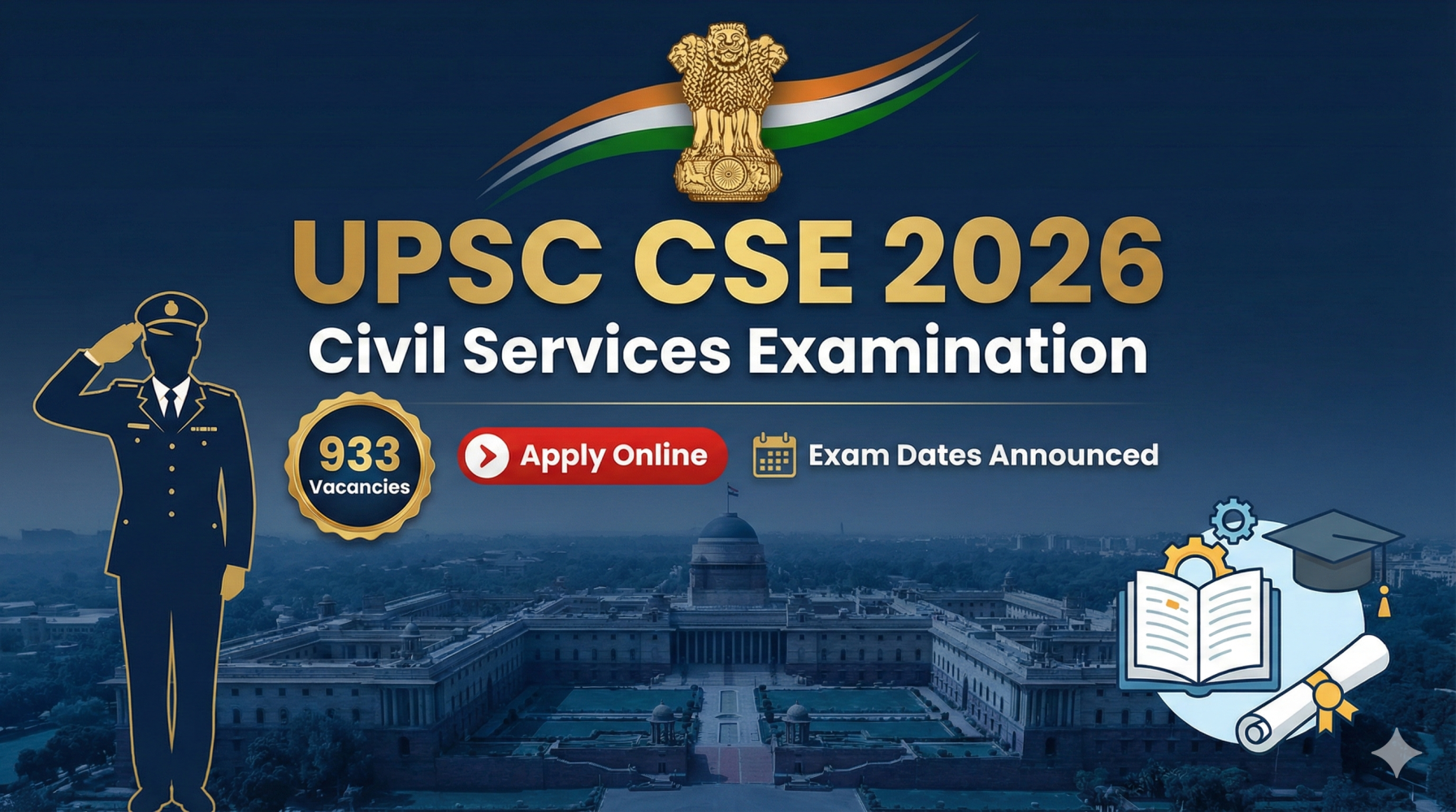 UPSC CSE 2026 Notification: 933 Vacancies, Dates, Eligibility, Apply Online, Dates, Eligibility, Exam Pattern & How to Apply