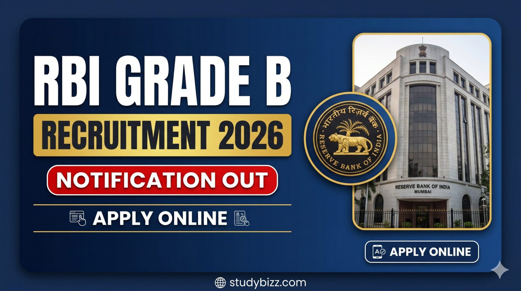 RBI Grade B Recruitment 2026 Notification Out – Apply Online for 60 Officer Posts