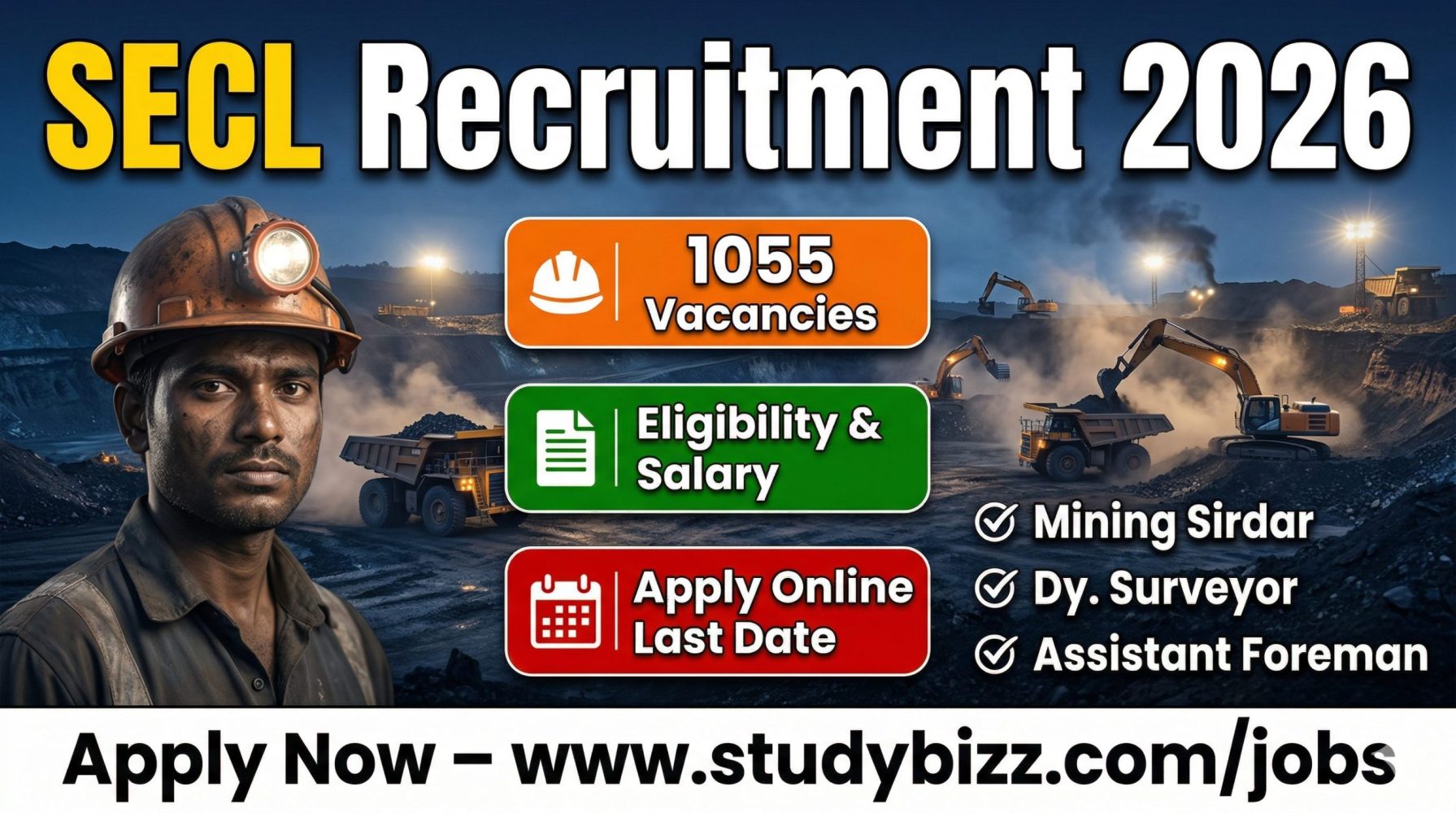 SECL Recruitment 2026: Apply Online for 1055 Vacancies | Eligibility, Salary, Selection Process & Full Details