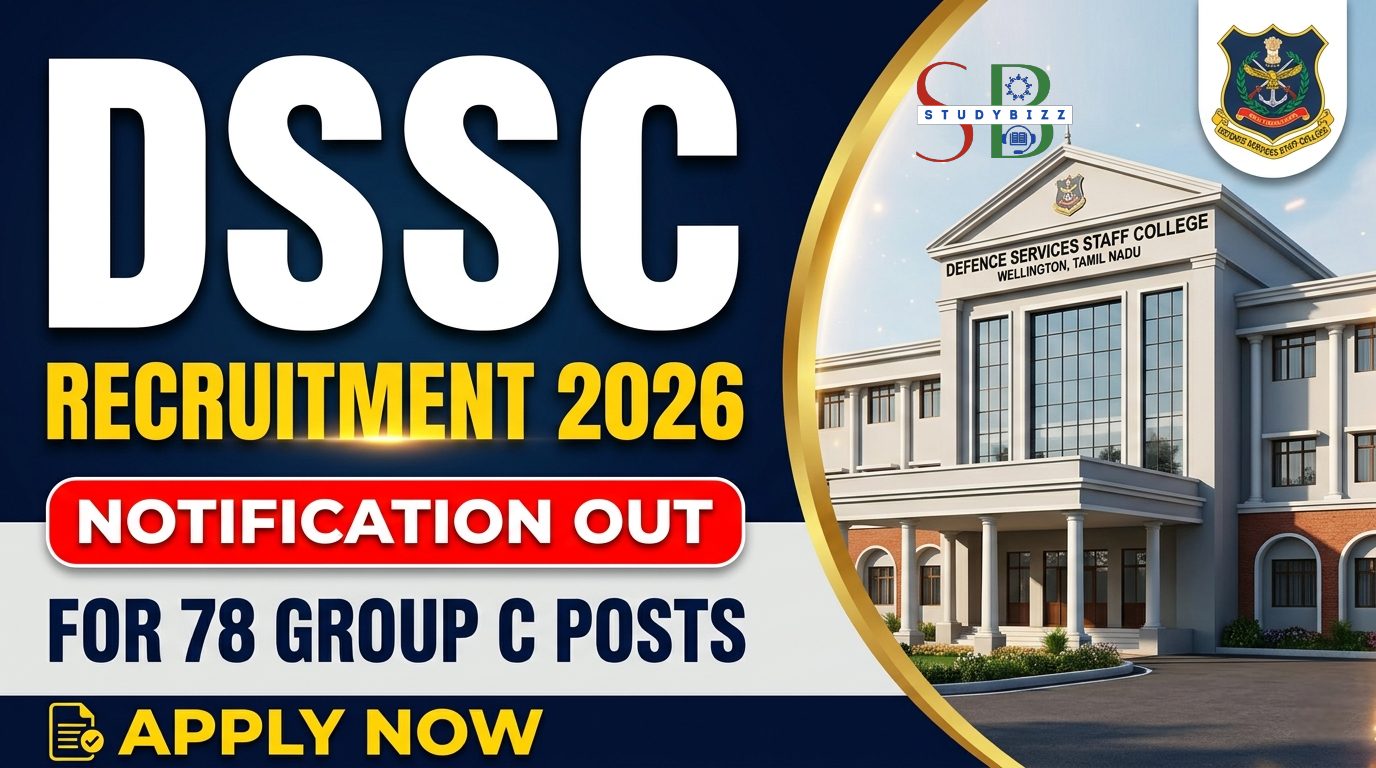 DSSC Recruitment 2026 Notification Released for 78 Group C Posts – Apply for LDC, MTS, Driver, Steno & More