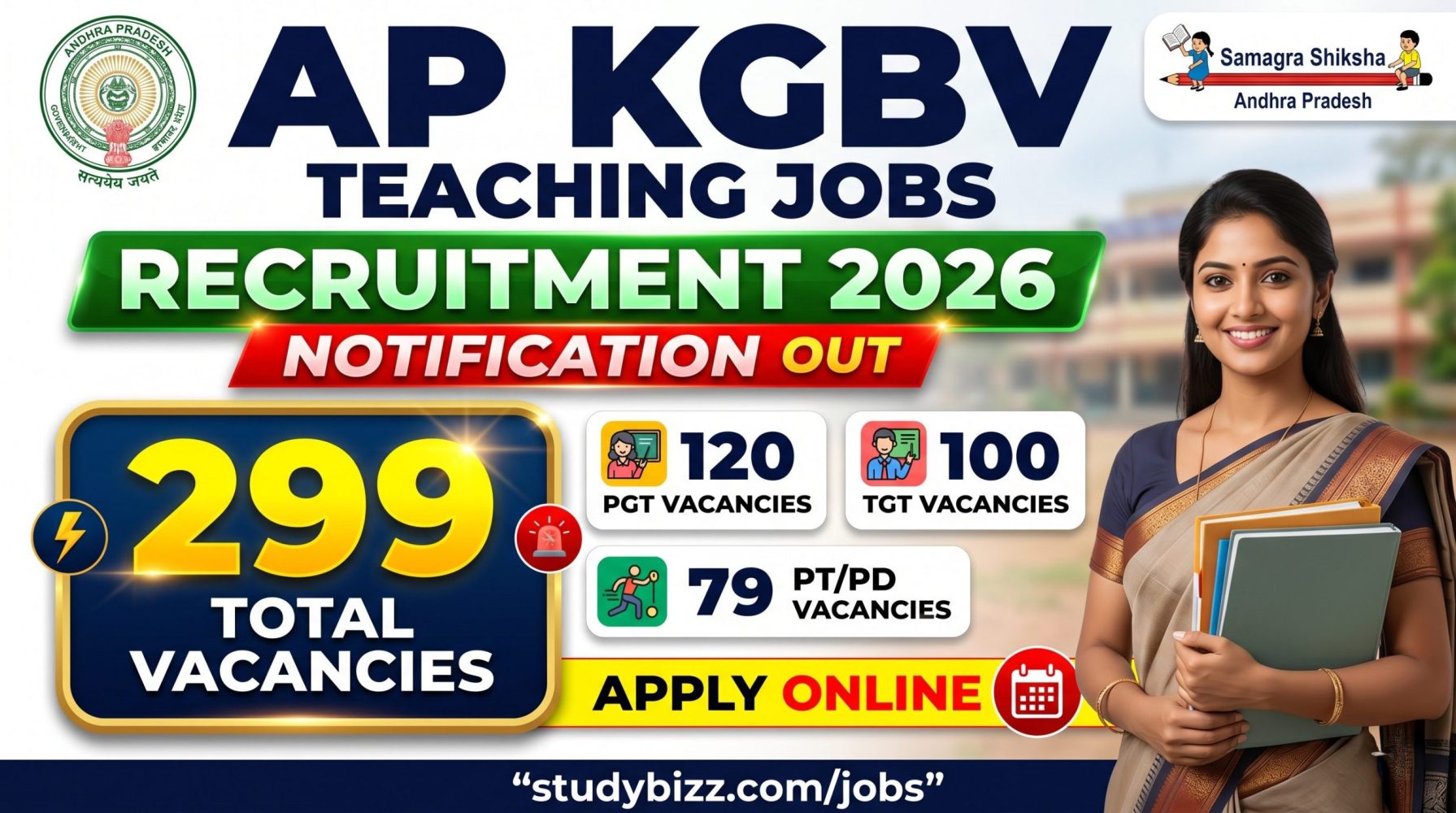 AP KGBV Teaching Jobs Recruitment 2026 Notification Released for 299 Principal, PGT, CRT & PET Posts – Apply Online