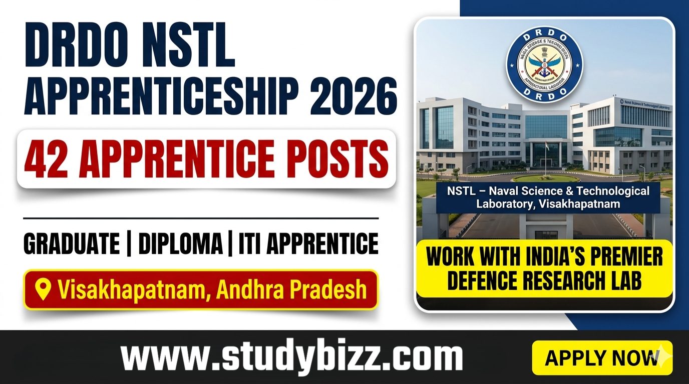 DRDO NSTL Apprenticeship 2026 Notification Out — Apply Online for 42 Graduate, Diploma & ITI Apprentice Posts