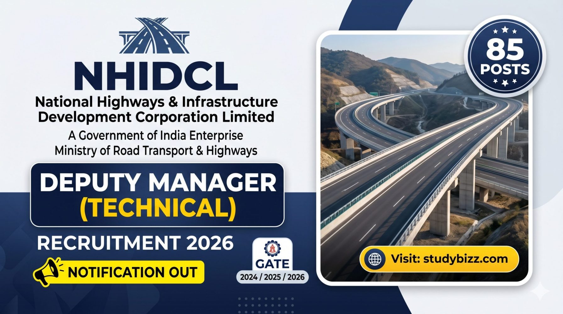 NHIDCL Deputy Manager Recruitment 2026 Notification OUT – Apply Online for 85 Posts