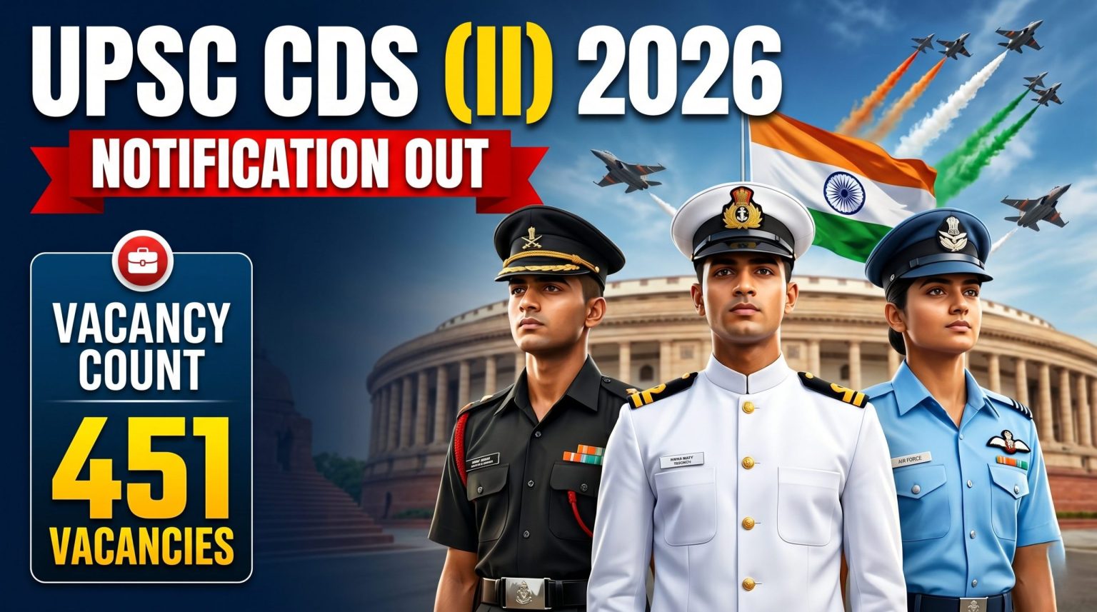 UPSC CDS (II) 2026 Notification Out for 451 Vacancies — Apply Online ...
