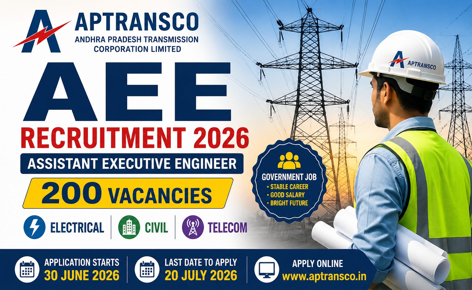 APTRANSCO AEE Recruitment 2026: Notification Released: 200 Assistant Executive Engineer Vacancies | Eligibility, Salary, Exam Pattern, Syllabus & Apply Online