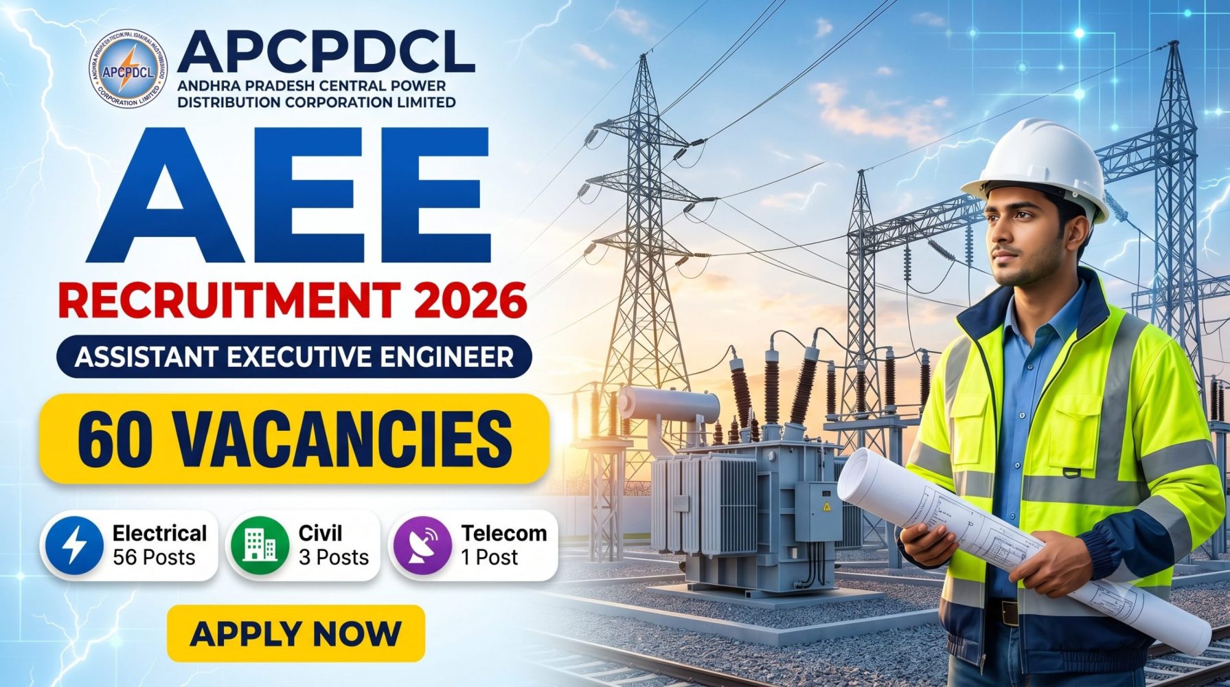 APCPDCL AEE Recruitment 2026: Notification Released: 60 Assistant Executive Engineer Vacancies | Eligibility, Salary, Exam Pattern, Syllabus & Apply Online
