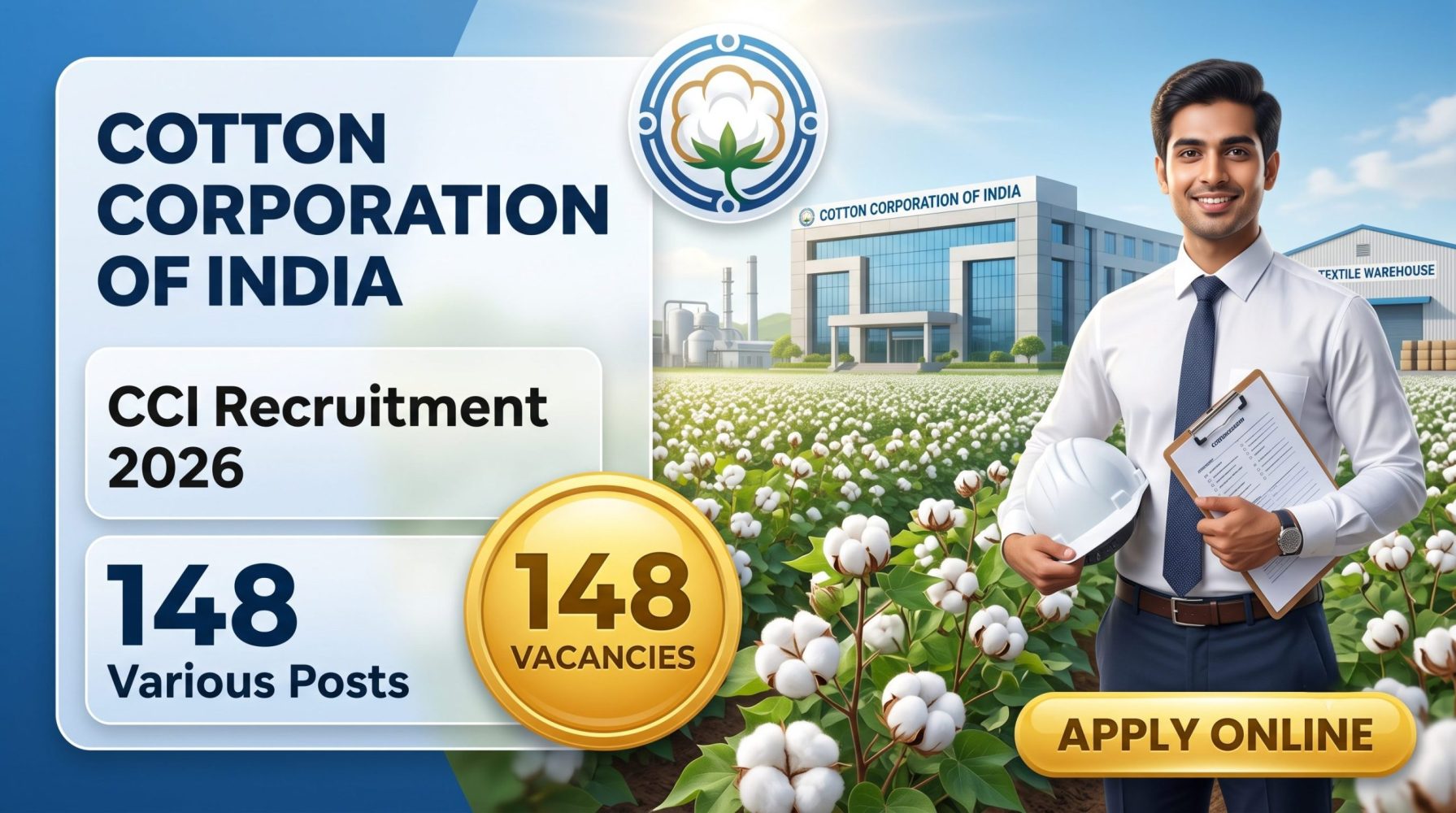 Cotton Corporation of India (CCI) Recruitment 2026 Notification Out for 148 Various Posts | Apply Online, Eligibility, Salary, Selection Process