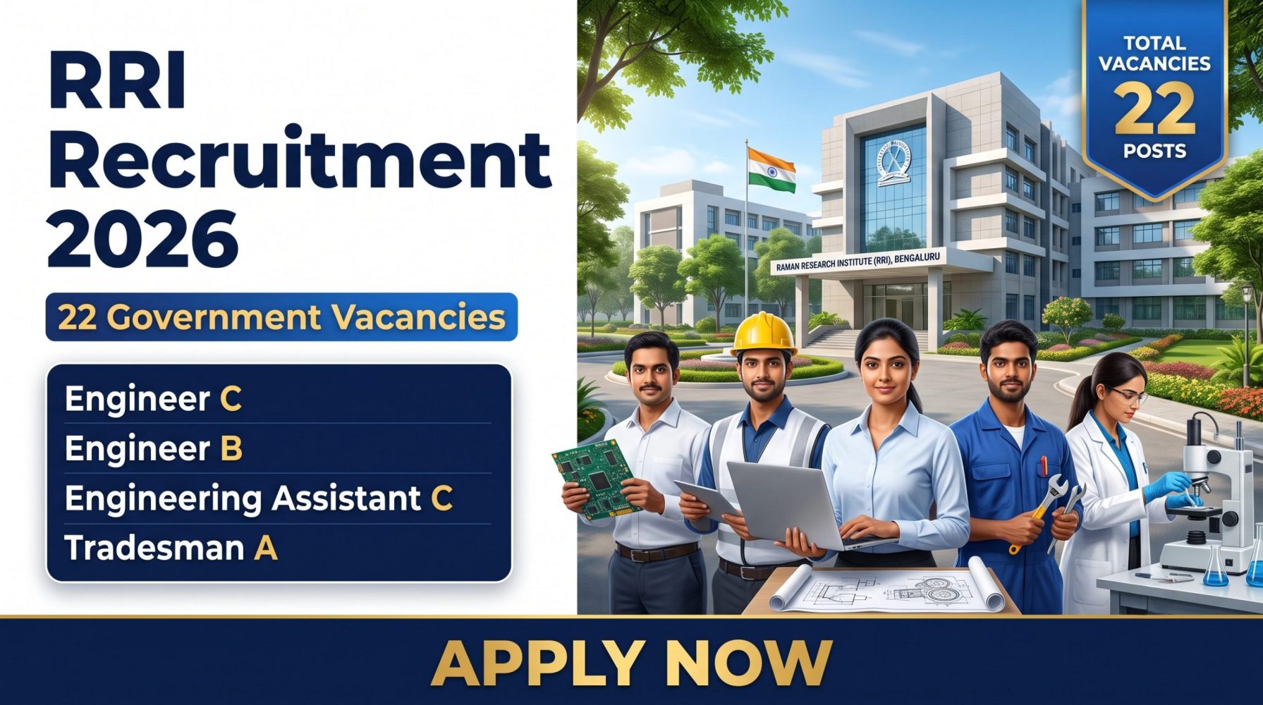 RRI Recruitment 2026 Notification Out for 22 Engineer, Engineering Assistant & Tradesman Posts | Apply Online