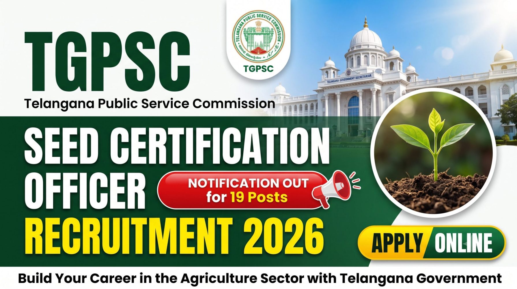 TGPSC Seed Certification Officer Recruitment 2026 Notification Out – Apply Online for 19 Posts | Eligibility, Salary, Last Date