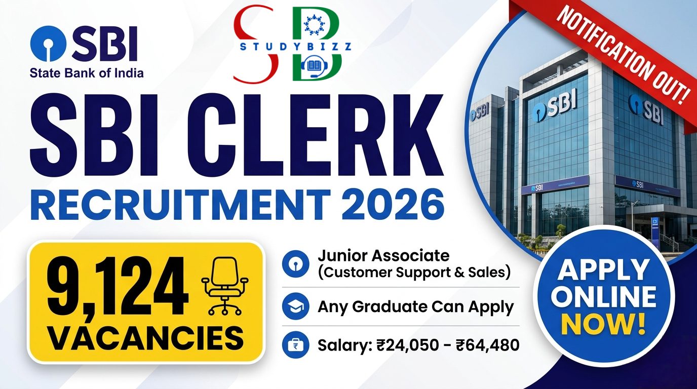 SBI Clerk Recruitment 2026 Notification OUT for 9124 Posts, Apply Online