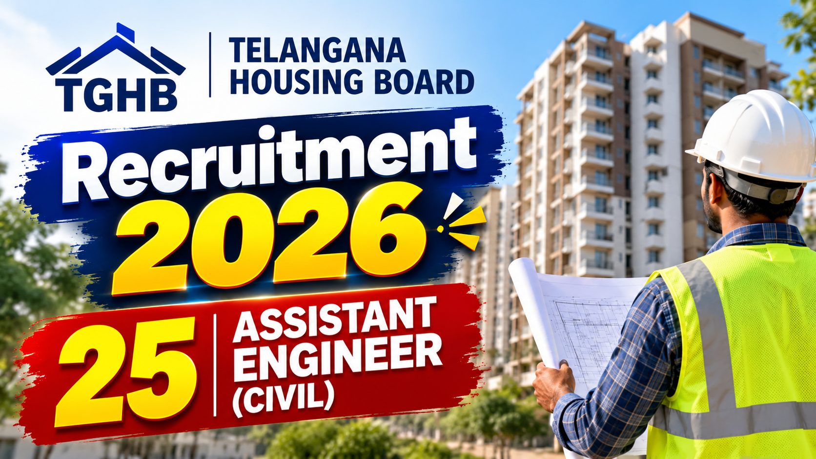 Telangana Housing Board Recruitment 2026: 25 Assistant Engineer (Civil) Vacancies, Salary ₹33,800, Apply Online 2 Telangana Housing Board Recruitment 2026: 25 Assistant Engineer (Civil) Vacancies, Salary ₹33,800, Apply Online