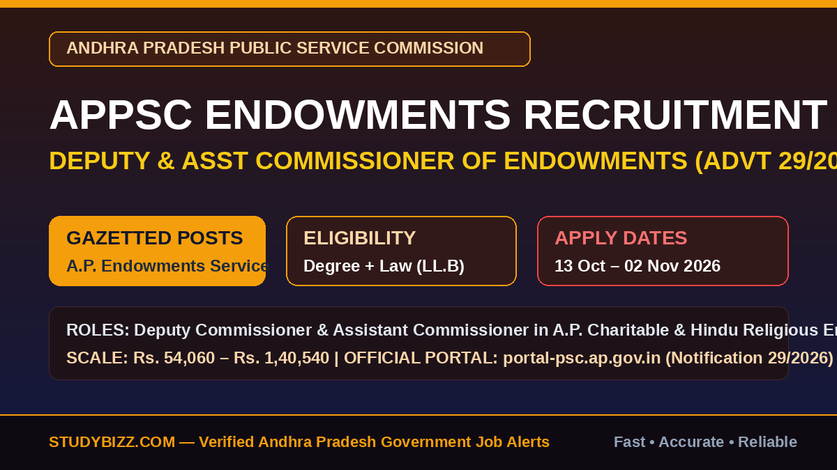 APPSC Endowment Officer Recruitment 2026 (104 Posts)