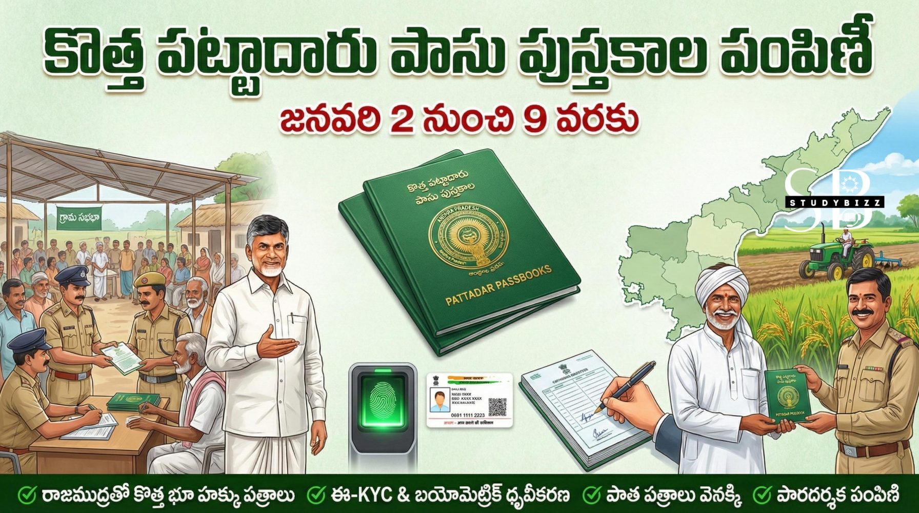 కొత్త పట్టాదారు పాసు పుస్తకాల పంపిణీ: జనవరి 2 నుంచి 9 వరకు గ్రామసభల ద్వారా అందజేత