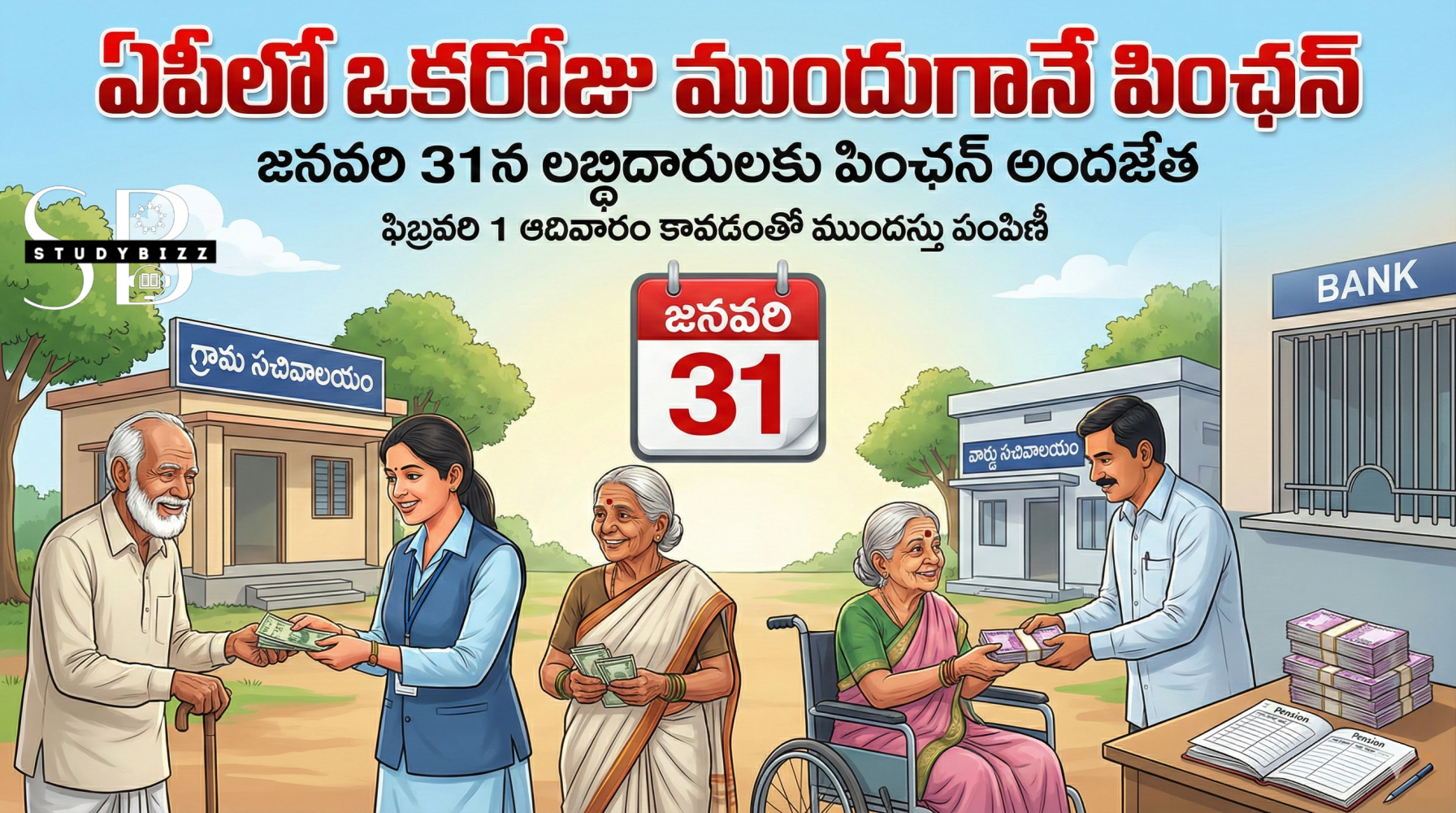 NTR Bharosa Pension February 2026 – ఏపీలో ఒక రోజు ముందుగానే పింఛన్ పంపిణీ | జనవరి 31న లబ్ధిదారులకు నగదు
