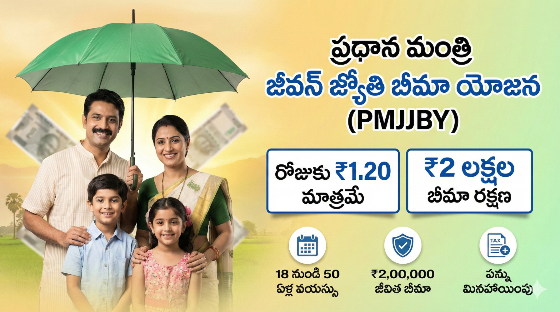 ప్రధాన మంత్రి జీవన్ జ్యోతి బీమా యోజన (PMJJBY) – రోజుకు రూ.1.20తో రూ.2 లక్షల లైఫ్ ఇన్సూరెన్స్ | పూర్తి వివరాలు