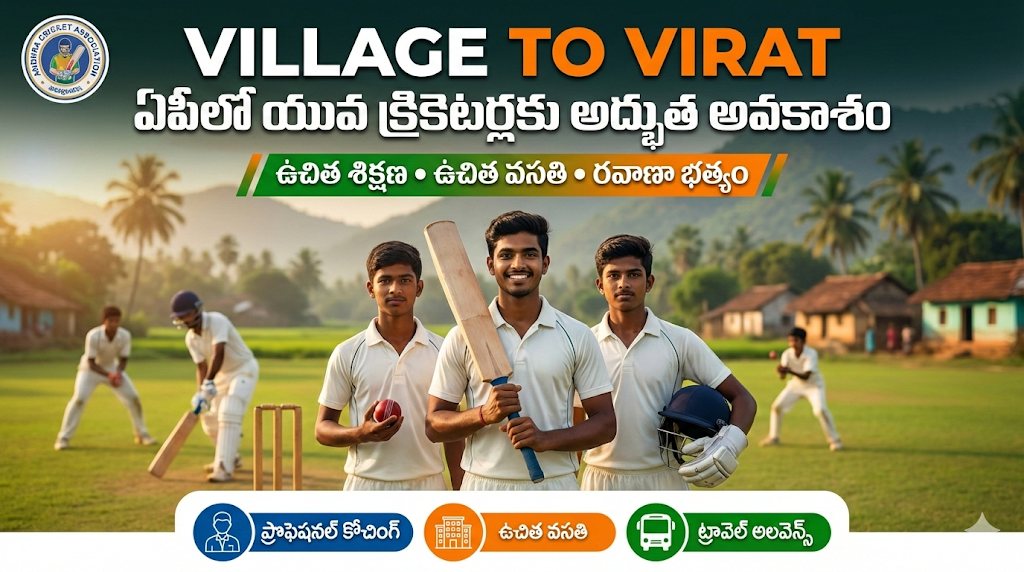ఏపీలో క్రికెట్ ఆడే యువతకు అద్భుత అవకాశం – Village to Virat ప్రోగ్రాం ద్వారా ఉచిత శిక్షణ & వసతి | ACA Cricket Trials 2026
