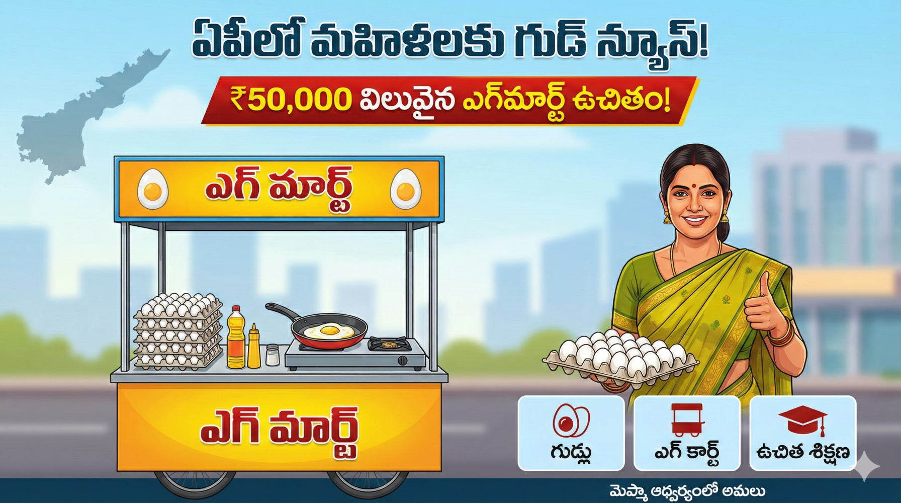 ఏపీలో మహిళలకు గుడ్ న్యూస్: రూ.50,000 విలువైన ఎగ్‌మార్ట్ పూర్తిగా ఉచితం | Andhra Pradesh Govt Egg Carts Free For Women