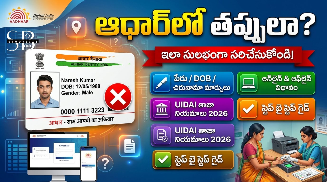 Aadhaar Correction 2026: Name, DOB, Address Change పూర్తి సమాచారం