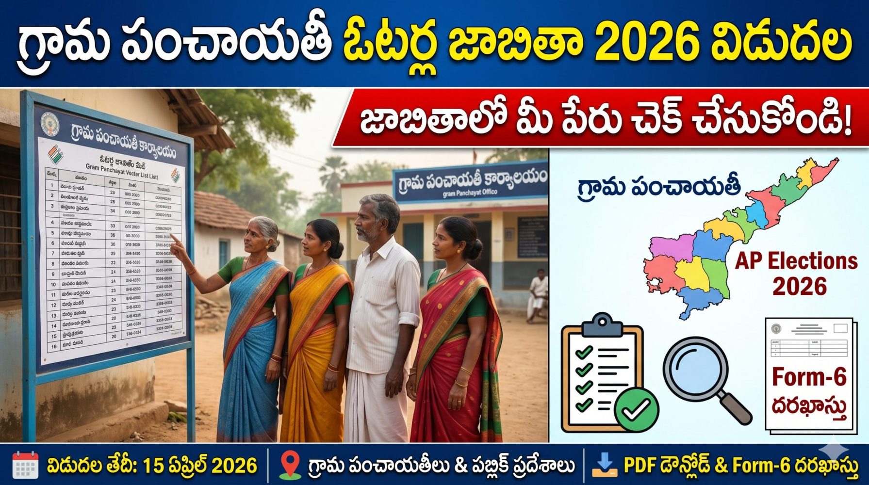 గ్రామ పంచాయతీ ఓటర్ల జాబితా విడుదల – పూర్తి వివరాలు (AP Gram Panchayat Voter List 2026)