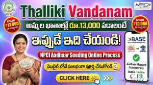 Thalliki Vandanam NPCI Aadhaar Seeding Online Process 2026 – అమ్మల ఖాతాల్లో రూ.13,000 పడాలంటే వెంటనే ఇది చేయండి!