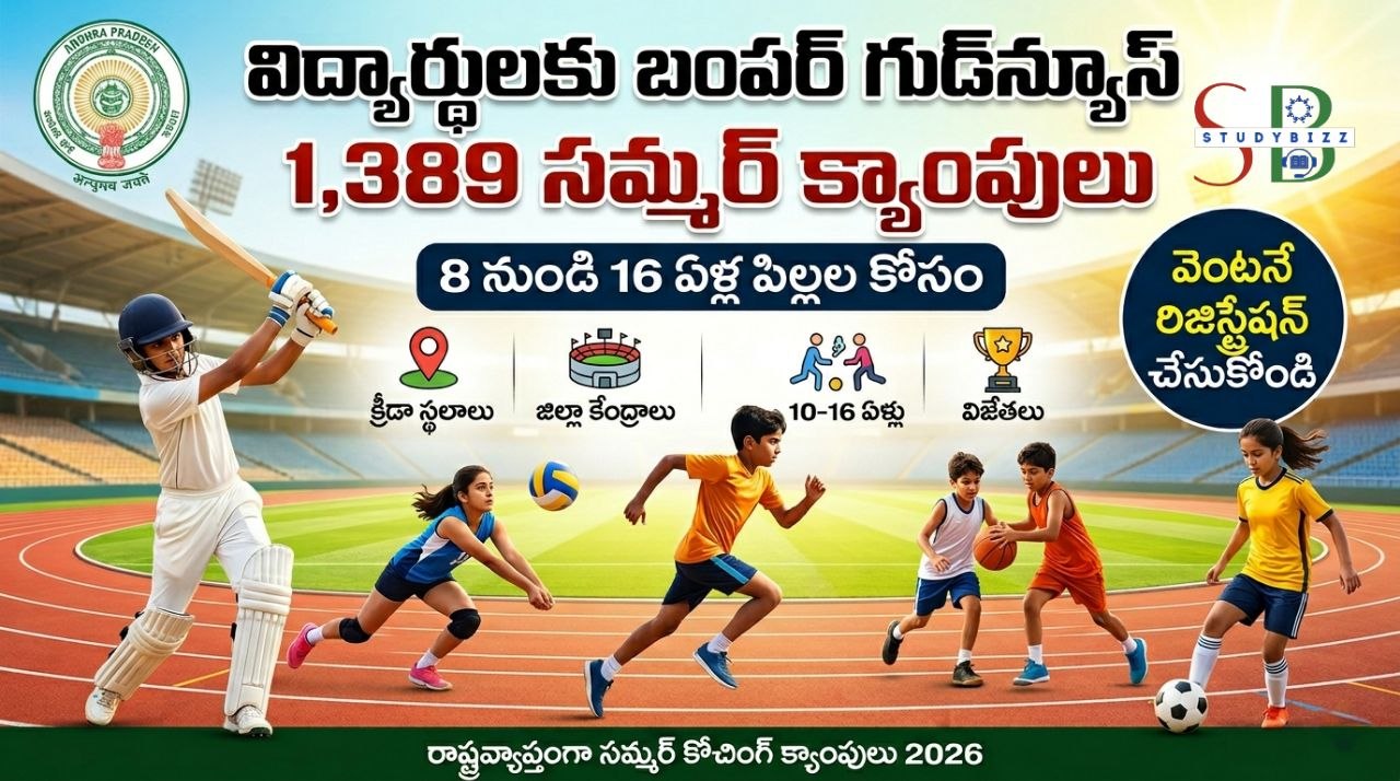 🏆AP Summer Sports Coaching Camps 2026: విద్యార్థులకు ఏపీ ప్రభుత్వం గుడ్‌న్యూస్‌: 1,389 సమ్మర్ క్యాంపులు – పూర్తి వివరాలు
