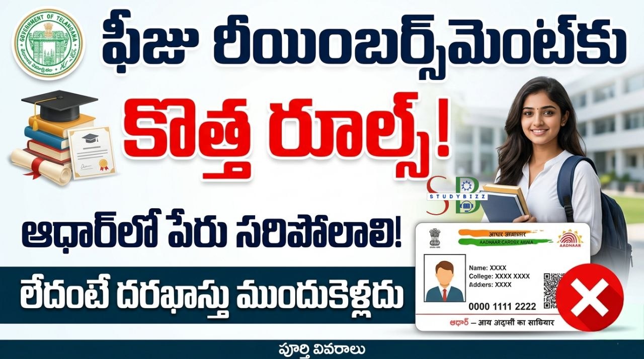 ఫీజు రీయింబర్స్‌మెంట్‌కు కొత్త రూల్స్ 2026: ఆధార్‌లో పేరు సరిపోలకపోతే దరఖాస్తు రిజెక్ట్! పూర్తి వివరాలు