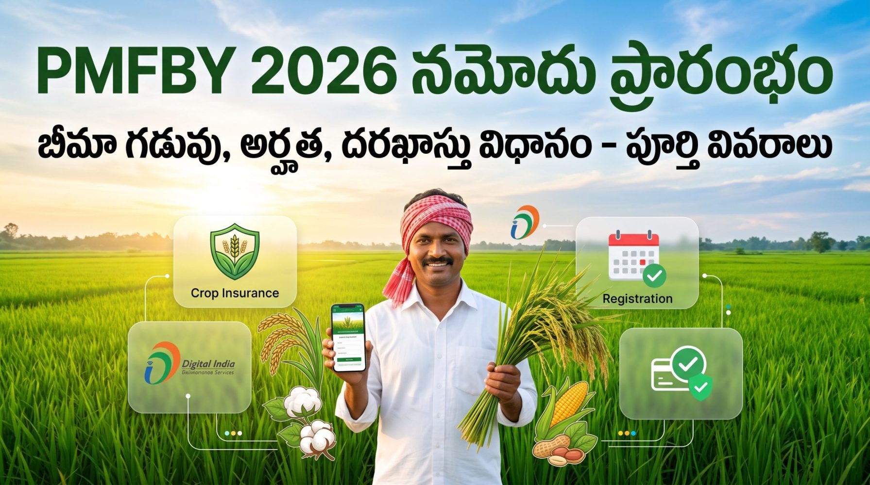PMFBY 2026 Registration: పంటల బీమా గడువు, అర్హత, ఆన్లైన్ దరఖాస్తు విధానం పూర్తి వివరాలు PMFBY 2026 Registration: పంటల బీమా గడువు, అర్హత, ఆన్లైన్ దరఖాస్తు విధానం పూర్తి వివరాలు