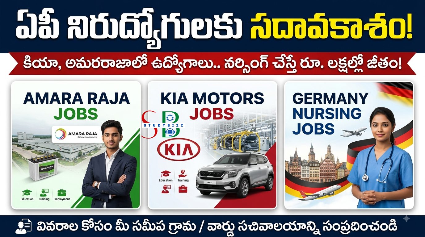 ఏపీ నిరుద్యోగులకు సదావకాశం: కియా, అమరరాజా కంపెనీల్లో ఉద్యోగాలు.. జర్మనీలో నర్సింగ్ చేస్తే రూ.3.30 లక్షల వరకు జీతం!