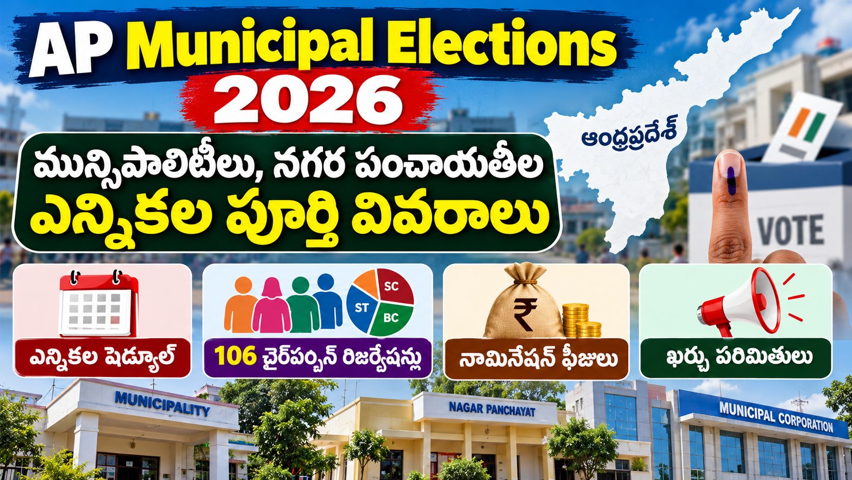 AP Municipal Elections 2026: షెడ్యూల్, రిజర్వేషన్లు, నామినేషన్ ఫీజులు
