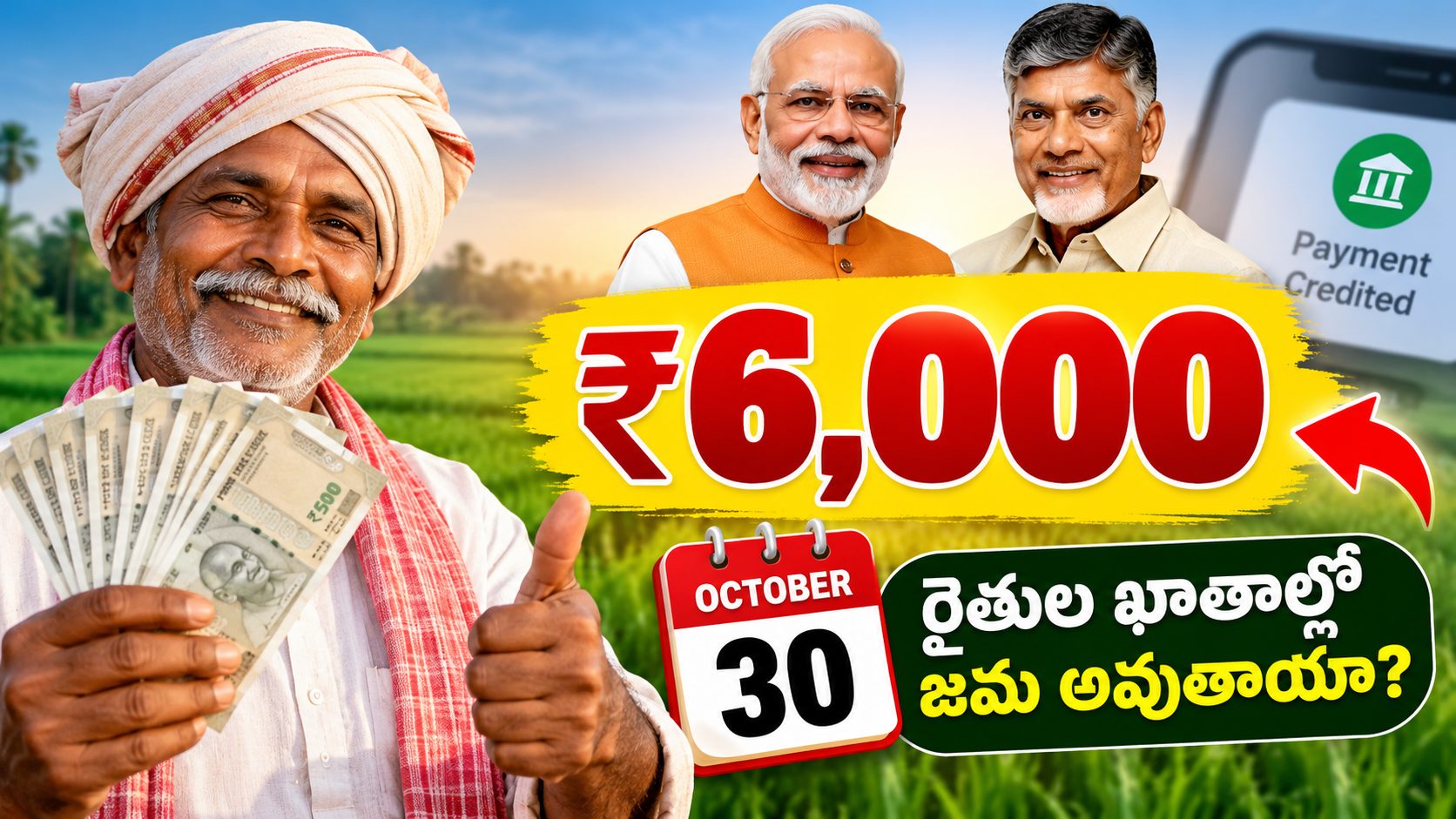 Annadata Sukhibhava: రైతుల ఖాతాల్లో రూ.6,000.. అక్టోబర్ 30న జమ?