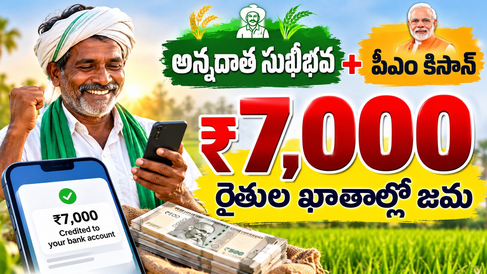రైతుల ఖాతాల్లో రూ.7,000 జమ.. అన్నదాత సుఖీభవ–పీఎం కిసాన్ రెండో విడత నిధులు విడుదల